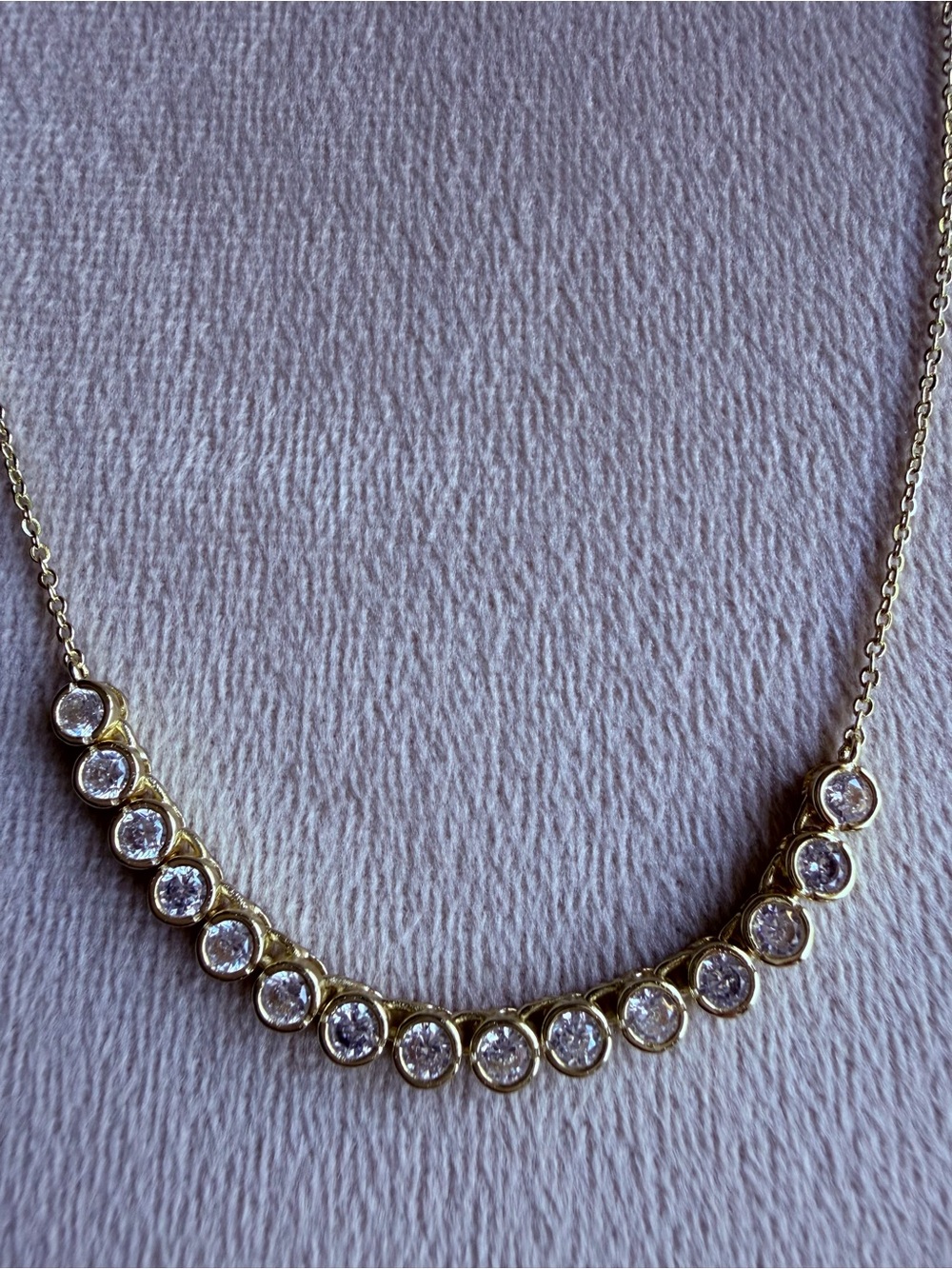 Melinda Maria Gold Bezel Tennis Necklace Crystal Adjustable Dainty - Picture 7 of 10
